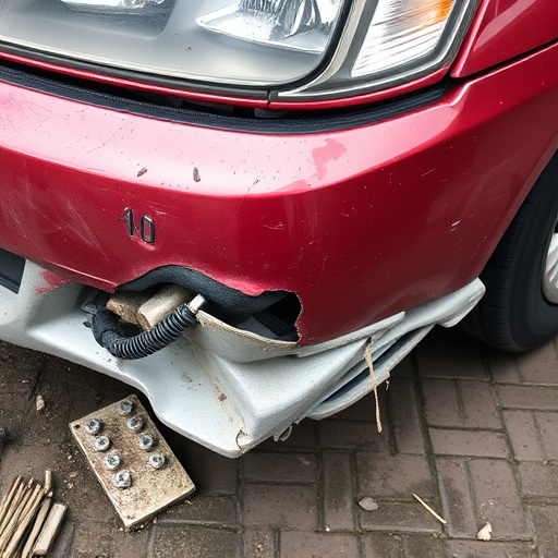 damaged car bumper