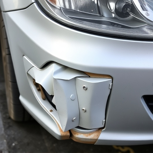 damaged car bumper