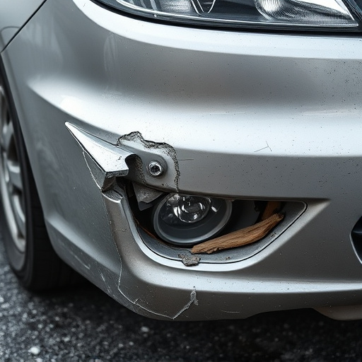 damaged car bumper