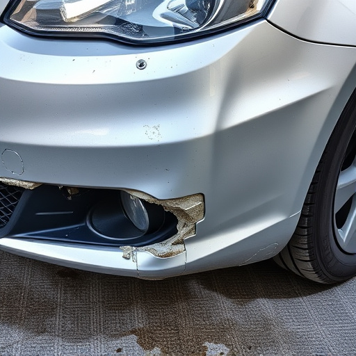 damaged car bumper