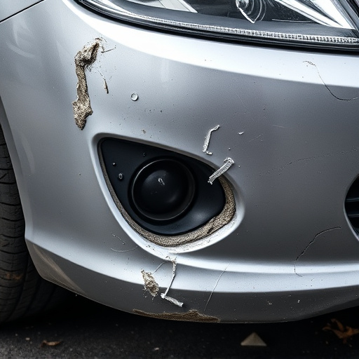 damaged car bumper