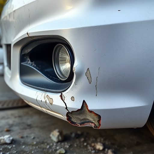 damaged car bumper