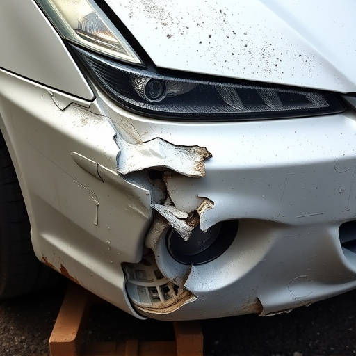 damaged car bumper
