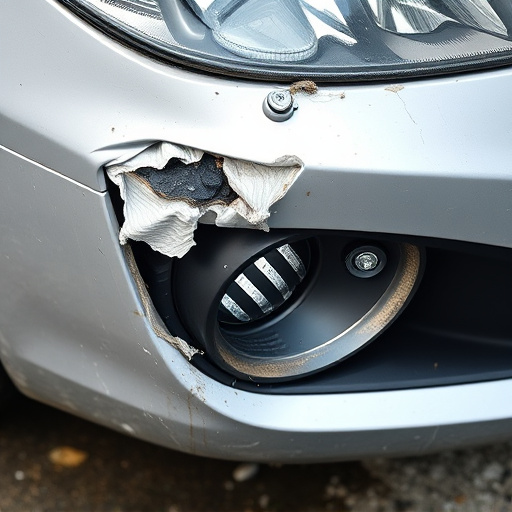 damaged car bumper