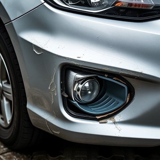damaged car bumper