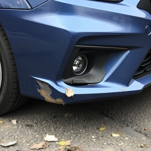 damaged car bumper