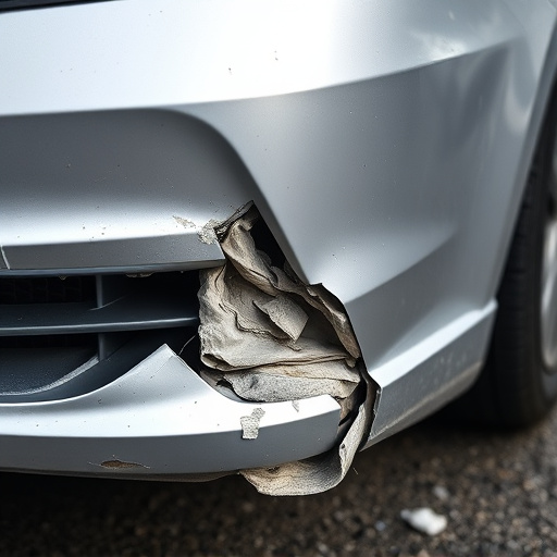 damaged car bumper
