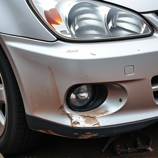 damaged car bumper