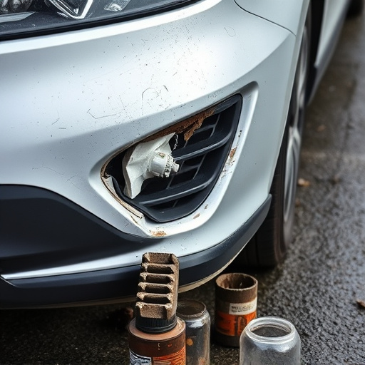damaged car bumper