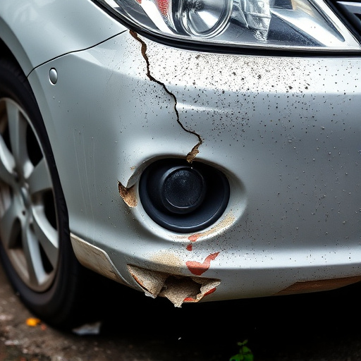 damaged car bumper