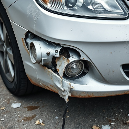damaged car bumper