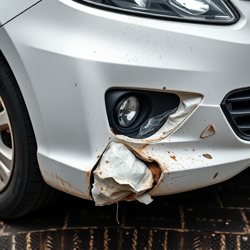 damaged car bumper