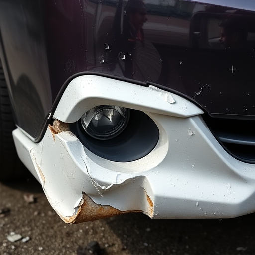 damaged car bumper