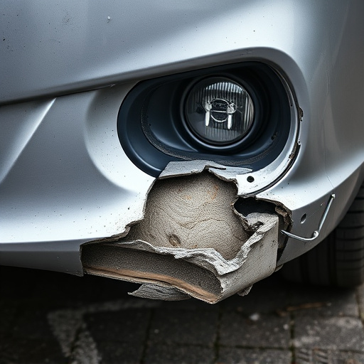 damaged car bumper