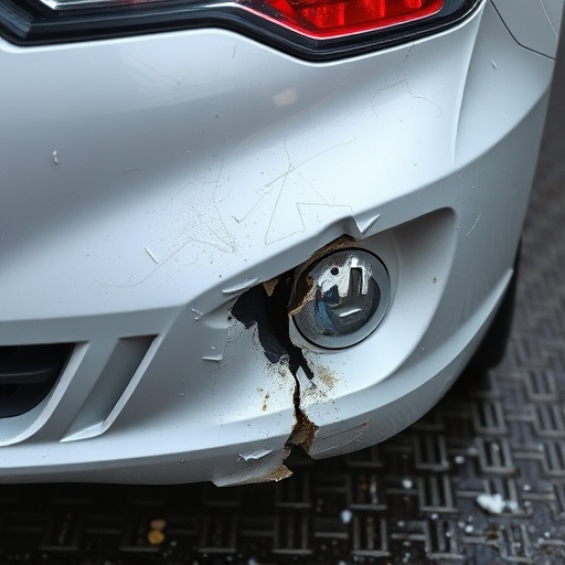 damaged car bumper