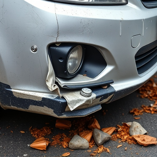 damaged car bumper