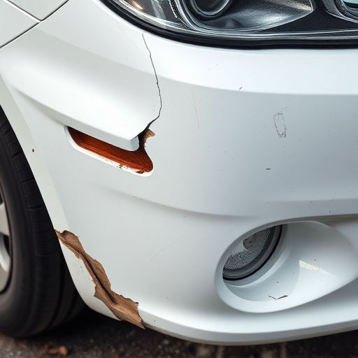 damaged car bumper