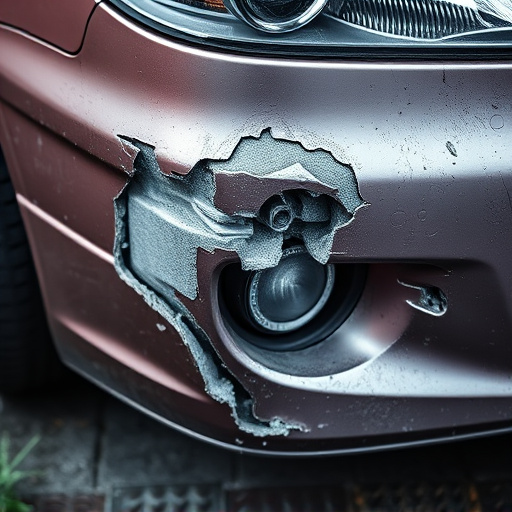 damaged car bumper