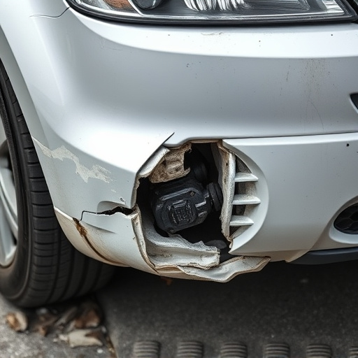 damaged car bumper