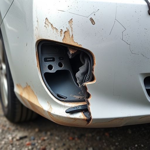 damaged car bumper