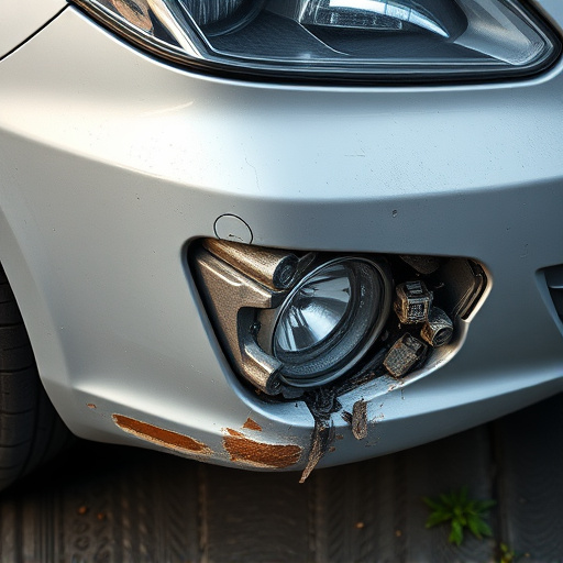 damaged car bumper