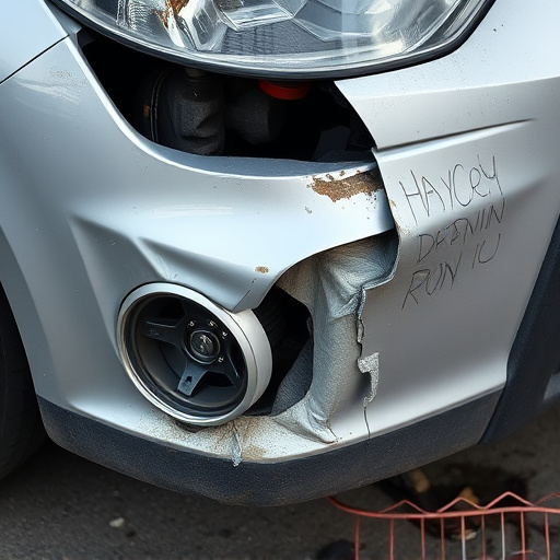 damaged car bumper
