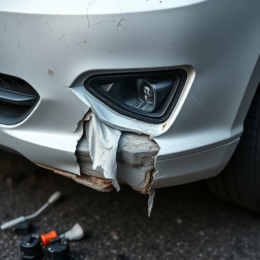 damaged car bumper