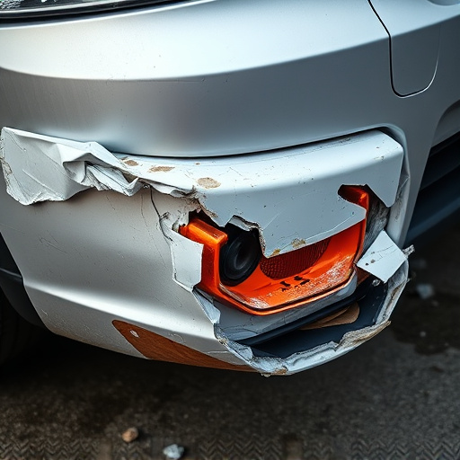 damaged car bumper