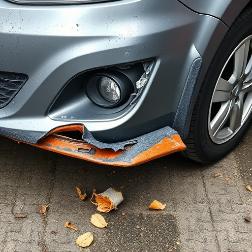 damaged car bumper