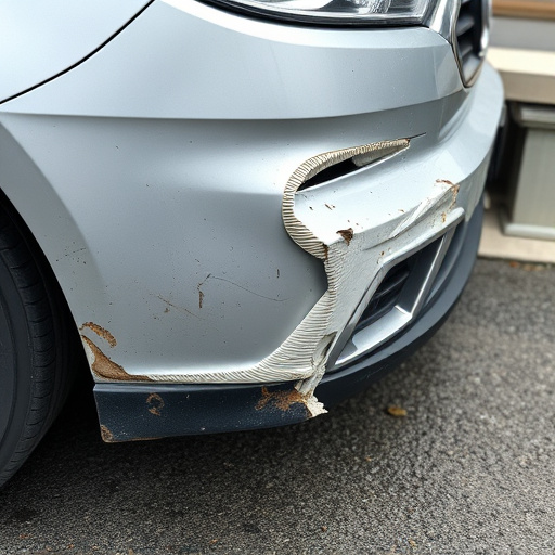 damaged car bumper