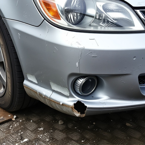 damaged car bumper