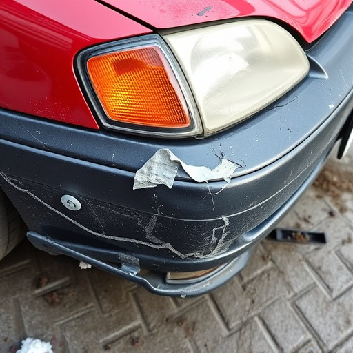 damaged car bumper