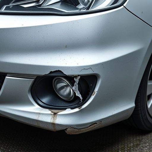 damaged car bumper
