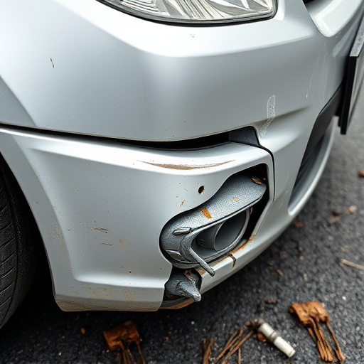 damaged car bumper