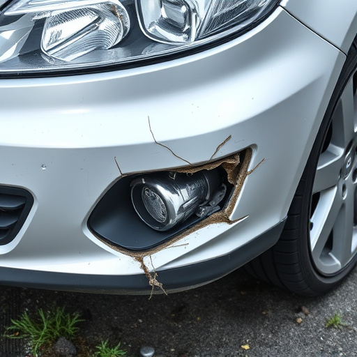 damaged car bumper