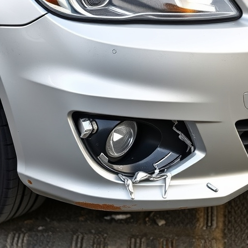 damaged car bumper