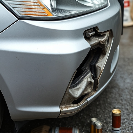damaged car bumper