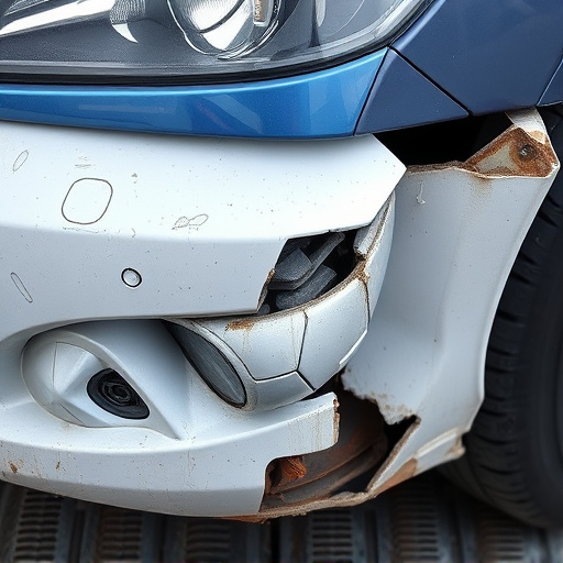 damaged car bumper