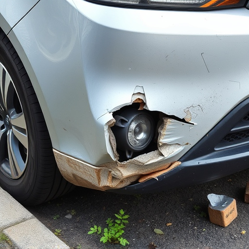 damaged car bumper