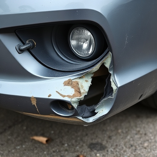 damaged car bumper