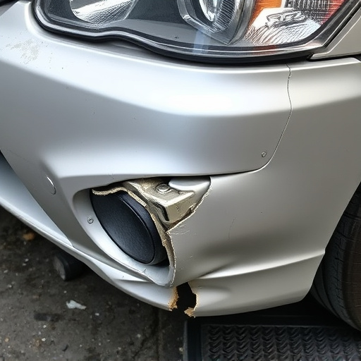 damaged car bumper