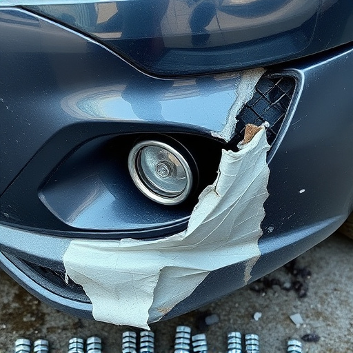 damaged car bumper