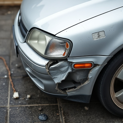 damaged car bumper