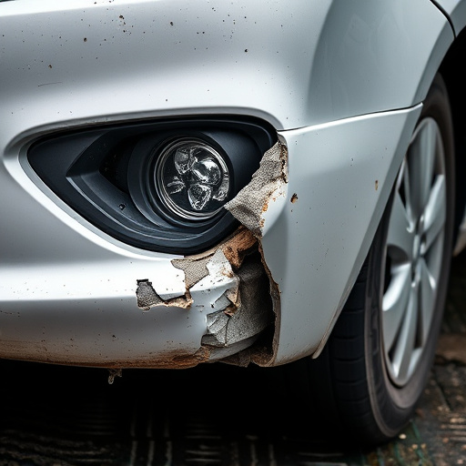 damaged car bumper