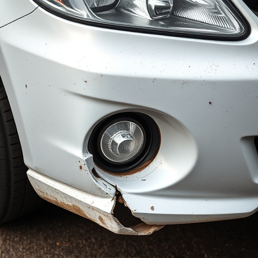 damaged car bumper
