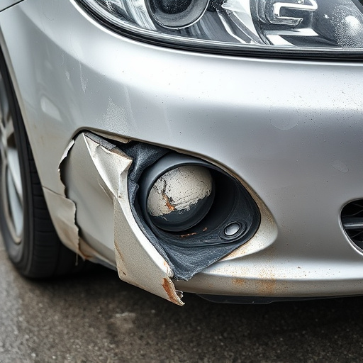damaged car bumper