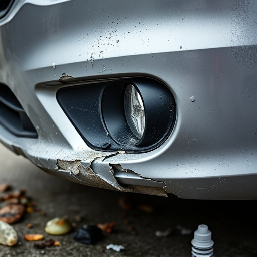 damaged car bumper