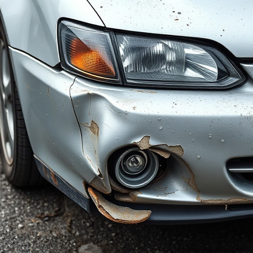 damaged car bumper