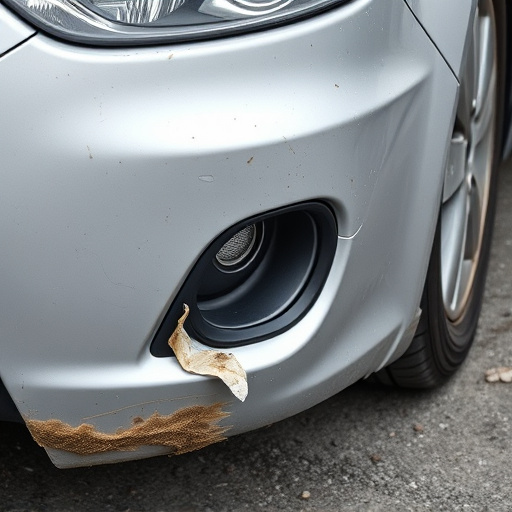 damaged car bumper